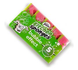 Губка для мытья посуды Jundo Dish Sponges Multi Wave bubble effect розовый, 5 штук 4903720021491 