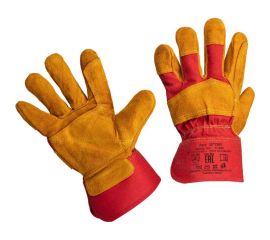 Защитные спилковые комбинированные усиленные перчатки ООО Комус желтые 971991 