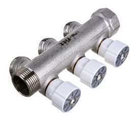 Коллектор НВ 3/4 3х3/4EK Н 40мм никелированный с вентилями Uni-Fitt 402N3330 