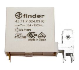 Миниатюрное реле Finder 1но конт. 16а, = 24в чувст. пост. тока, для печат монт. + разъем, 457170240310 
