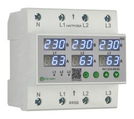 Реле контроля напряжения и тока РЕЛЕОН 3L; 400В AC; 63А, RV123840063 
