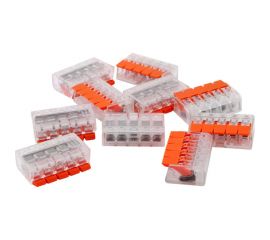 Строительно-монтажная клемма Volsten V02-9w-221-415 (СМК, 5 проводов до 4 мм, 32А, 450 В, 10 шт. оранж.) 15236 