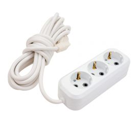 Сетевой удлинитель ПЕРЕСВЕТ+ с заземлением на 3 гнезда шнур ПВС 3*1- 5м 4620003921353 