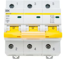 Автоматический модульный выключатель IEK 3п C 40А ВА 47-100 10кА ИЭК MVA40-3-040-C 