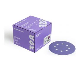 Диск шлифовальный на пленочной основе 328 Purple Zirconia 125 мм, 8 отверстий, Р1200, 100 шт SANDWOX 328.125.1200.08 