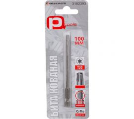 Бита T20, 100 мм, сталь S2, кованая, торсионная, магнит PQTools ЛК-00002958 