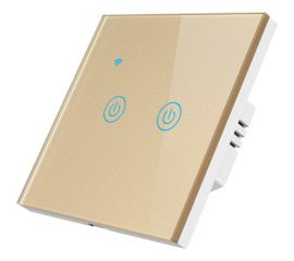 Умный двухкнопочный сенсорный выключатель Roximo золотой SWSEN01-2G 