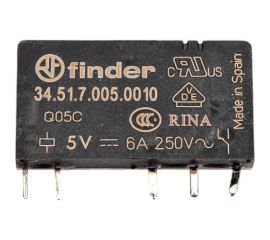 Ультратонкое реле Finder 1 CO конт. 6а, 5в чувст. пост. тока 345170050010 