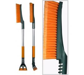 Щетка для снега cо скребком LI-SA поролоновая ручка, расщепленная щетина, оранжево-зеленая (91,5 см) (LS212) 44385 