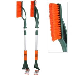 Щетка для снега cо скребком LI-SA телескоп., поролоновая ручка, оранжево-зеленая (84,5-112,5см) (LS203/2) NEW 48320 
