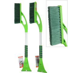 Щетка для снега cо скребком LI-SA поролоновая ручка, длинная щетина, салатово-зеленая (72см) (LS207/2) NEW 48318 