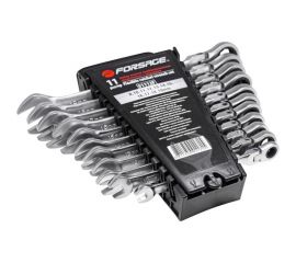 Набор комбинированных трещоточных ключей с шарниром Forsage 11 предметов, в пластиковом держателе F-51112F 