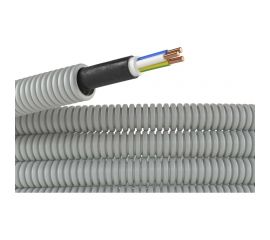 Гибкая гофрированная электротруба ПВХ д.20мм с кабелем ВВГнг(А)-LS 3x1,5мм2 DKC цвет серый, РЭК ГОСТ+, 100м 9L920100 