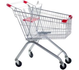 Покупательская тележка ООО Комус MDM_TP-125L с детским сидением, цинк, красный пластик 731552 