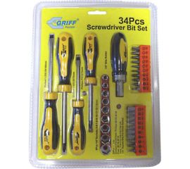 Набор отверток с битами GRIFF 34шт, CrV, магнитные наконечники 031654 