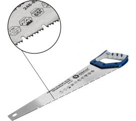 Ножовка по дереву 500 мм, шаг 3,5 мм/7 TPI, закаленный зуб, 3D-заточка, КОБАЛЬТ 248-832 