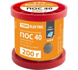 Припой ПОС 40 проволока серия ""Алмаз"" (1 мм, 200 г, ГОСТ 21931-76, катушка) TDM SQ1025-0321 