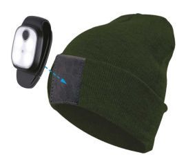 Шапка с фонарем КОСМОС хаки, фонарь-клипса съемный KOCHat2_g 