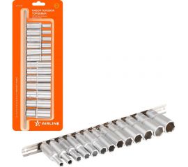 Набор головок торцевых шестигранных глубоких (13 шт; 3/8"" DR; 6-19 мм) Airline AT-13-28 