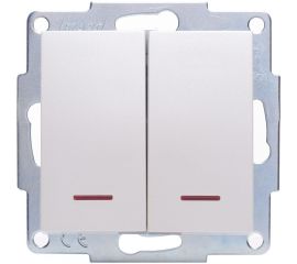 Двойной выключатель Lezard VESNA с подсветкой жемчужно-белый перламутр 742-3088-112 