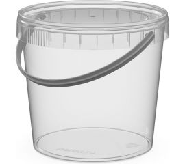 Ведро Perint 1,5/145/К прозрачное в сборе с белой ручкой и прозрачной крышкой упак. 100 шт. Н0000020900 