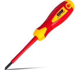 Диэлектрическая крестовая отвертка DELI dl514080 ph1x80мм сертификат vde до 1000в, магнитный наконечник, сталь cr-v, рукоять pp+tpr 110591 