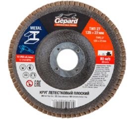Круг лепестковый плоский 125х22 мм, P100 Gepard GP5016-100 