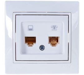 Розетка LEZARD MIRA компьютер+телефон белый с белой вставкой 701-0202-143 
