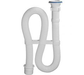 Гофрированный сифон ORIO 1 1/2x40 белый, с пластиковой решеткой D-70мм, длина 1000мм переходник на 50 мм АС-7011 