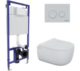 Комплект для монтажа подвесного унитаза Berges: инсталляция novum525, кнопка o1 белая, унитаз ego rimless, сиденье дюропласт okus slim so, микролифт, быстросъем 043250 