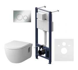 Комплект AM.PM Pro L инсталляция с клавишей, глянцевый хром, с подвесным унитазом Like IS49051.801701 