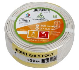 Провод ШВВП АЛЬФАКАБЕЛЬ 2х0,5 мм ГОСТ 100 м 05006 