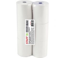 Чековая лента STAFF ТЕРМОБУМ 80мм диам. 56мм, длина 50м, вт.12мм КОМПЛЕКТ 6шт, 44г/м2, Basic 111954 