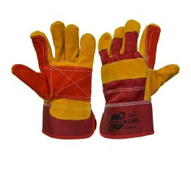 Комбинированные перчатки ARCTICUS желтые/красные, спилок КРС, х/б, усиление ладони 2300-101 