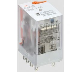 Интерфейсное реле ONI ORM-1 4C 220В AC с LED и тест. кнопкой ORM-1-4C-AC220V-L-B 