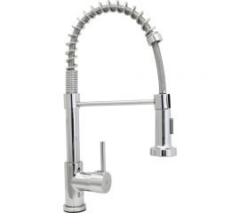 Смеситель для кухни SANTREK AQUA-845 ""INOX"" (SAP-845) шар d-35 нержавеющая сталь, с гибким изливом (хром) 288294 