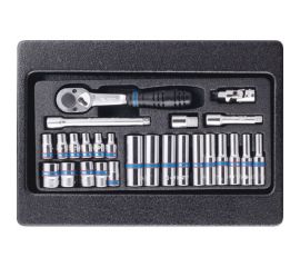 Набор торцевых головок 1/4"" с принадлежностями (ложемент, 26 предметов) KING TONY 9-2526MR 