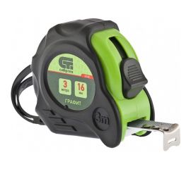 Рулетка СИБРТЕХ Графит обрезиненный корпус, амортизатор, 3 м, 16 мм 32530 