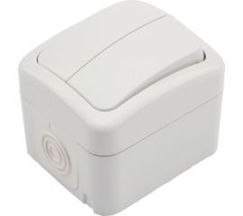 Двухклавишный накладной выключатель KRANZ IP54 белый KR-78-0602 