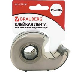 Клейкая лента в тонированном сером диспенсере BRAUBERG 19 мм х 10 м 227265 