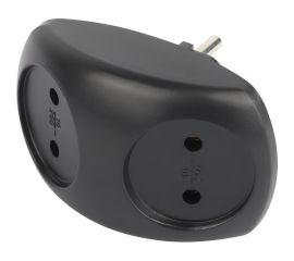 Электрический разветвитель ЭРА SPx-2-B на 2 розетки, без заземления, 10А, черный Б0059720 