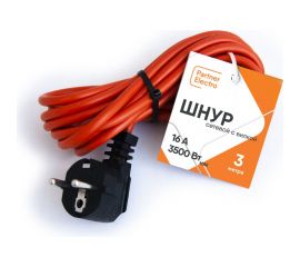 Шнур ПВС-ВП Партнер-электро 3x1,0 ГОСТ оранжевый 3м C013-1-10OR.PBK03.A-3 