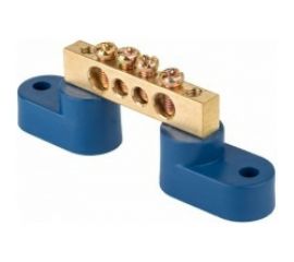 Нулевая шина EKF N, 8х12мм, 4 отверстия, латунь, 2 синих угловых изолятора, PROxima SQ sn0-125-04-2 