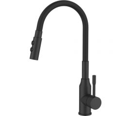Смеситель для кухни Milardo с гибким изливом и душевой насадкой, черный матовый meal M01BL2FM05 
