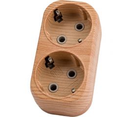 Блок TDM на 2 гнезда 2П З плоский 16А 250B Эко сосна SQ1806-0074 