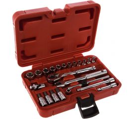 Набор шестигранных головок торцевых и насадок 1/4"" 4-13мм, Т20-Т40 в кейсе 23шт JTC-H223B 