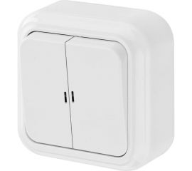 Выключатель Bylectrica 2-клавишная, открытая установка, 10А с подсветкой, серия ПРАЛЕСКА, белый, А510-215 