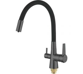 Смеситель для кухни SHEVANIK с подключением к фильтру питьевой воды темно-серый S668Y 