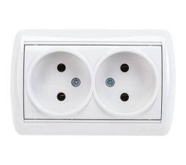 Двойная розетка Lezard NATA, без заземления, закрытый корпус, керамика, белый, 710-0200-128 