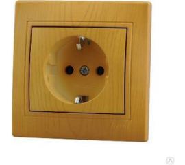 Розетка Lezard, MIRA, с защитой от детей, керамика, ольха, 701-0701-124 